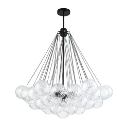 Glam Ribbed Glass Globe Textured Bubble Cluster Chandelier