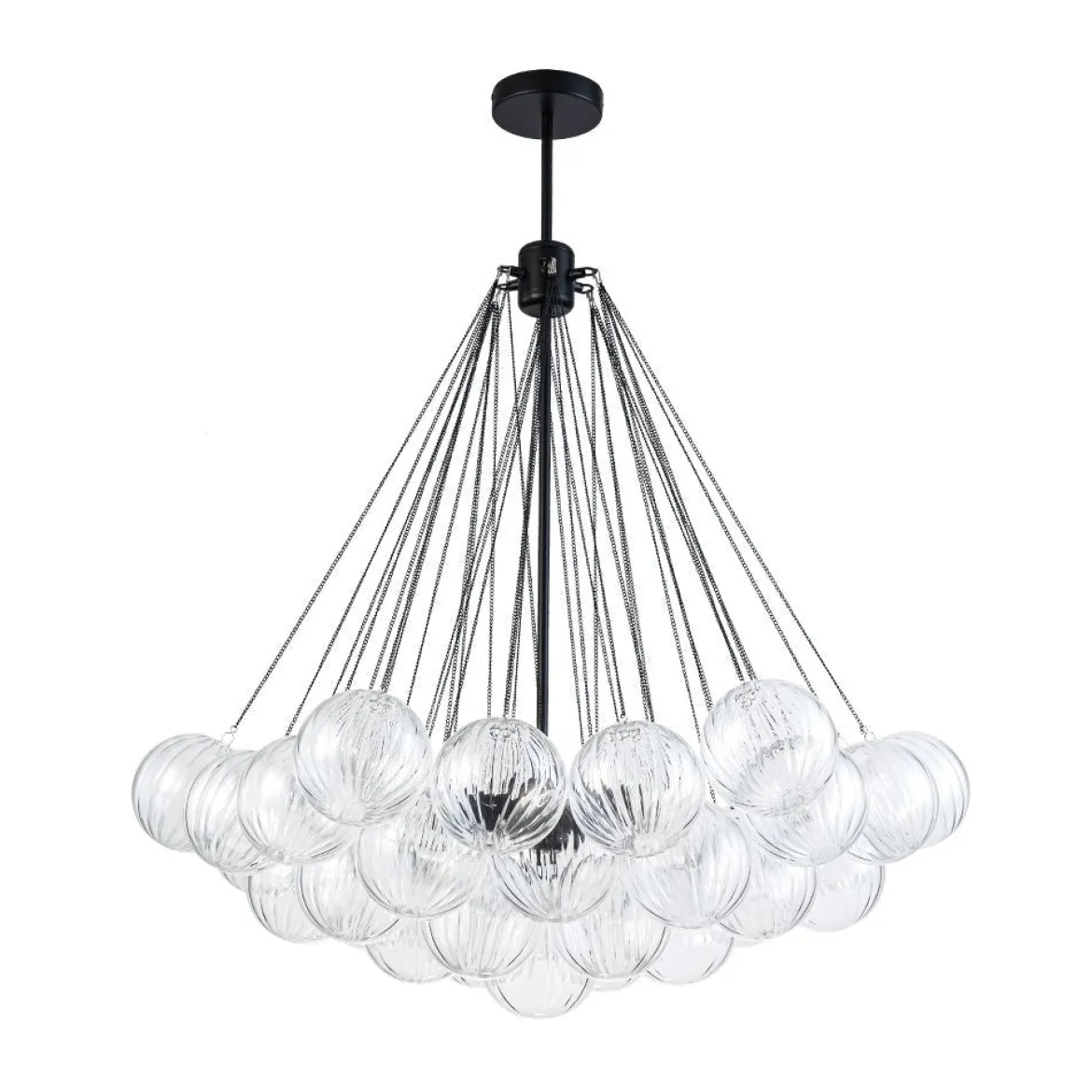 Glam Ribbed Glass Globe Textured Bubble Cluster Chandelier