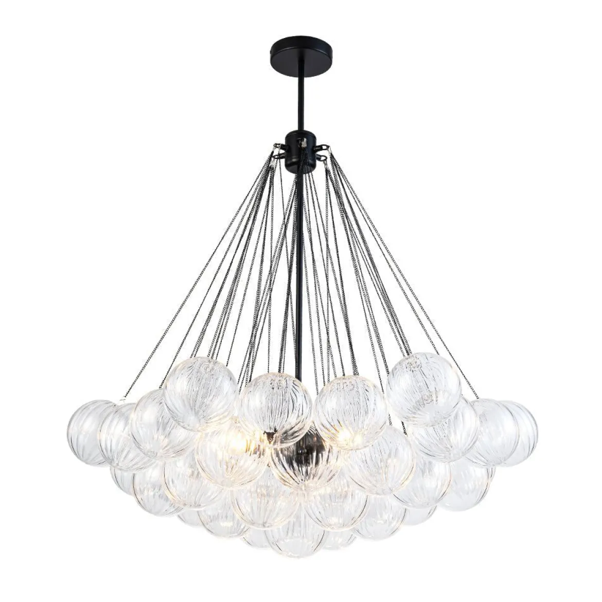 Glam Ribbed Glass Globe Textured Bubble Cluster Chandelier