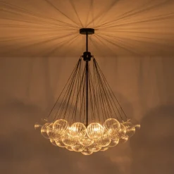 Glam Ribbed Glass Globe Textured Bubble Cluster Chandelier