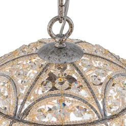 Glam Shabby Chic Crystal Globe Chandelier Distressed Silver