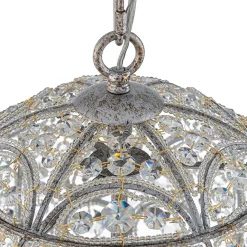 Glam Shabby Chic Crystal Globe Chandelier Distressed Silver
