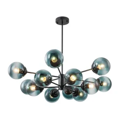 Glam Tiered Blue Glass Globe Bubble Sputnik Chandelier