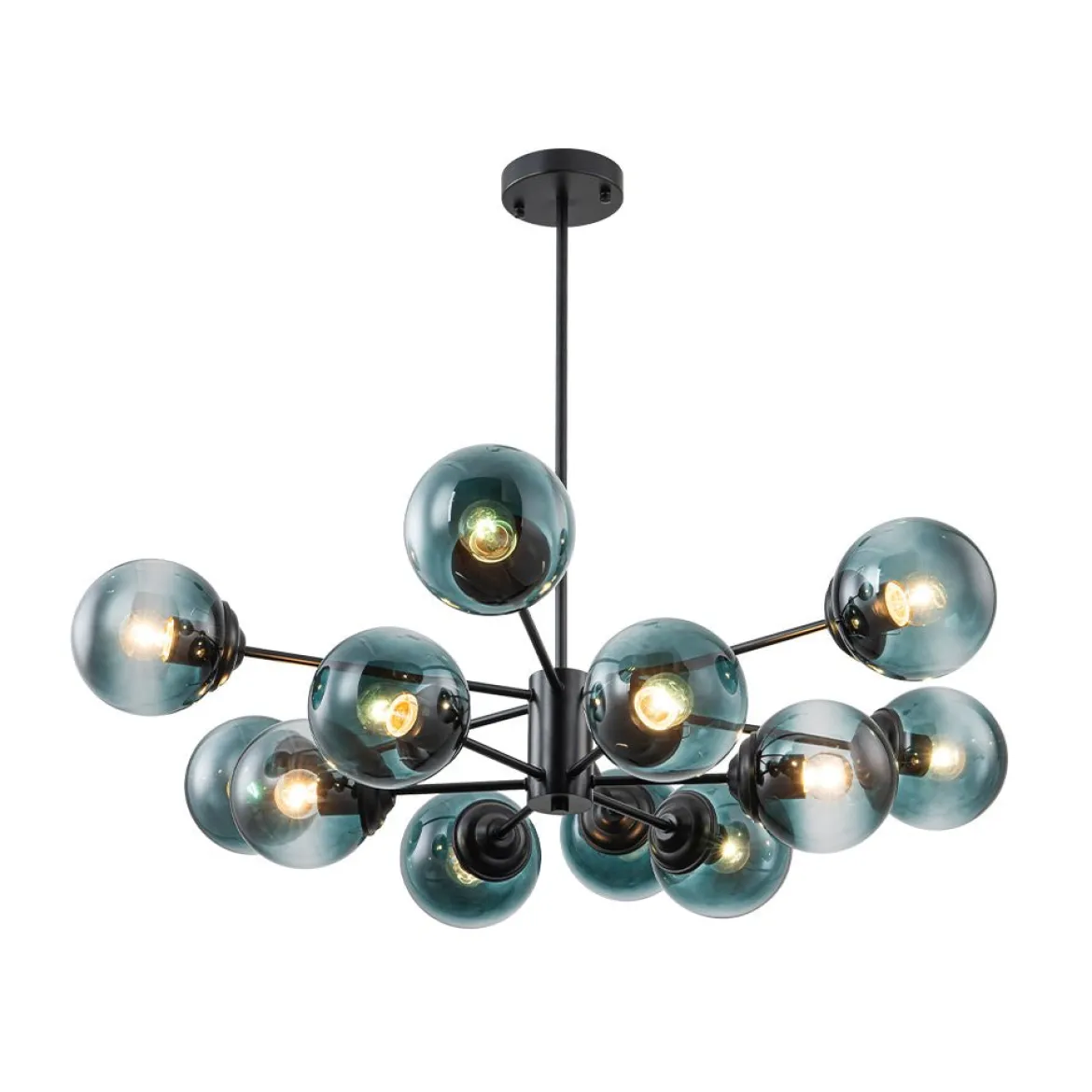 Glam Tiered Blue Glass Globe Bubble Sputnik Chandelier