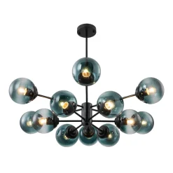 Glam Tiered Blue Glass Globe Bubble Sputnik Chandelier