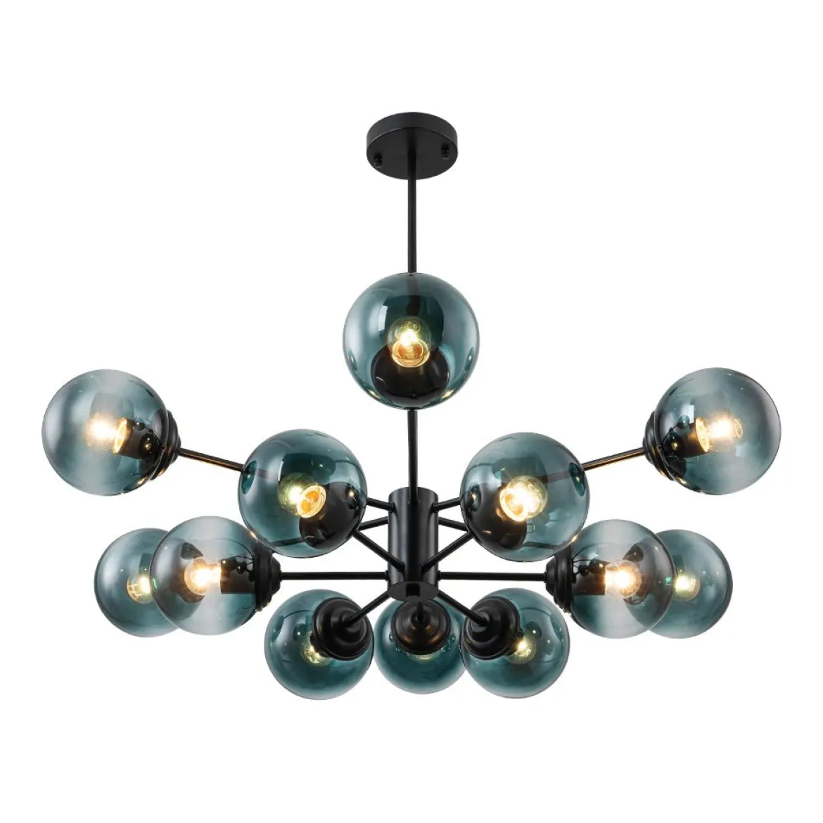 Glam Tiered Blue Glass Globe Bubble Sputnik Chandelier