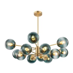 Glam Tiered Blue Glass Globe Bubble Sputnik Chandelier