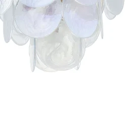 Glam White Iridescent Swirl Glass Round Tiered Chandelier