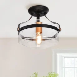 Glass Lantern Semi Flush Mount