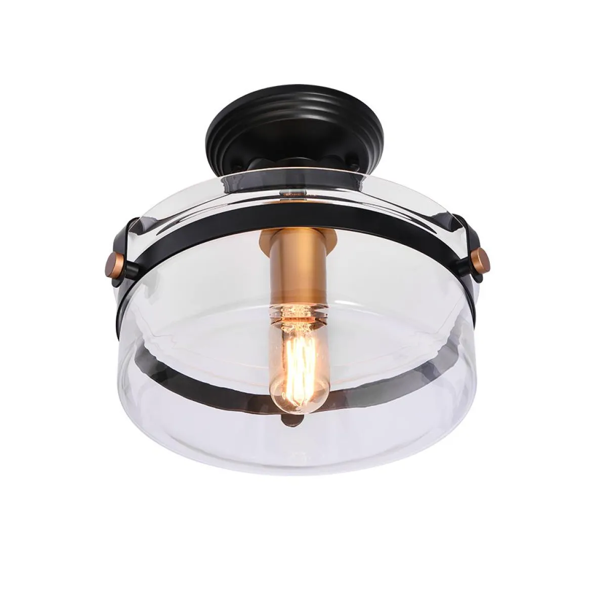 Glass Lantern Semi Flush Mount
