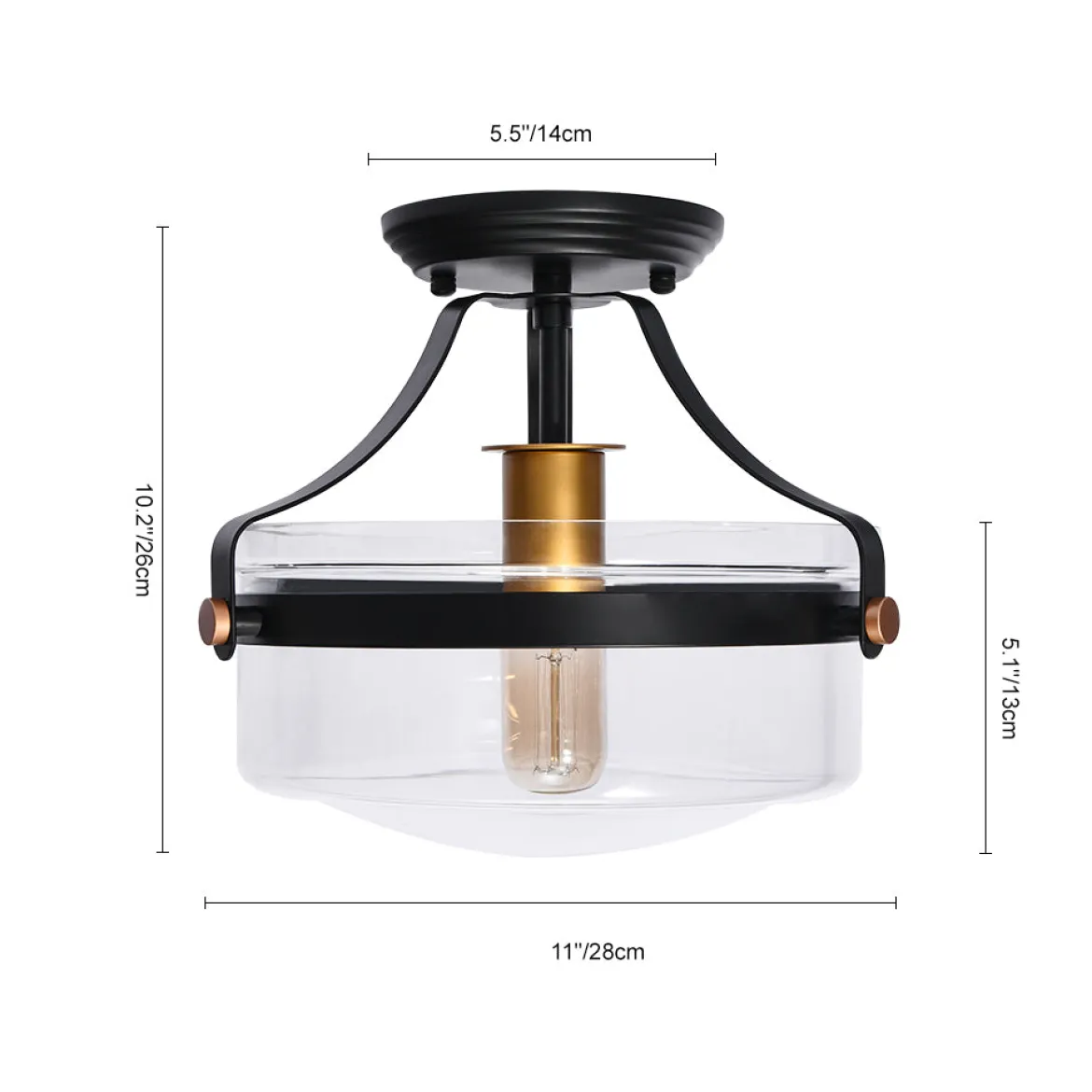 Glass Lantern Semi Flush Mount