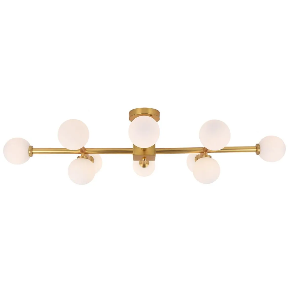 Gold Sputnik Frosted Glass Globe Semi Flush Mount Chandelier