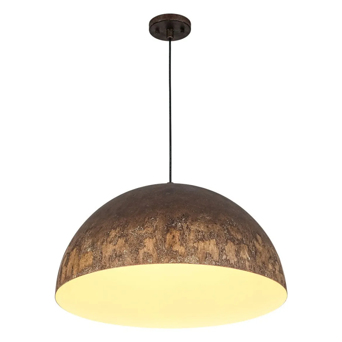Hand-Applied Aged Bronze Patina Oversized Metal Dome Pendant