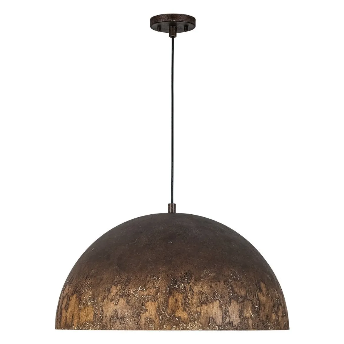 Hand-Applied Aged Bronze Patina Oversized Metal Dome Pendant