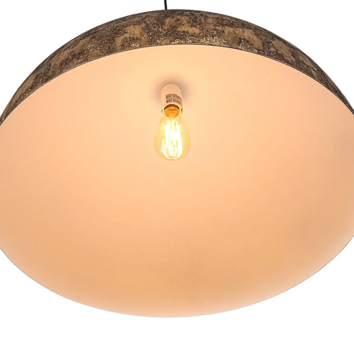 Hand-Applied Aged Bronze Patina Oversized Metal Dome Pendant