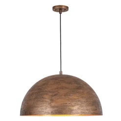 Industrial Antique Textured Bronze Oversized Iron Dome Pendant