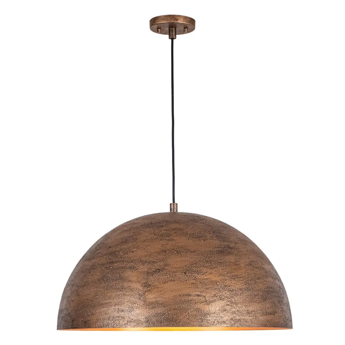 Industrial Antique Textured Bronze Oversized Iron Dome Pendant