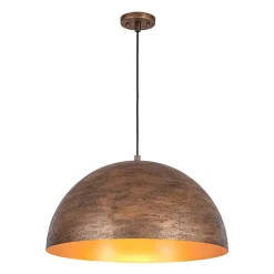 Industrial Antique Textured Bronze Oversized Iron Dome Pendant