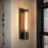 Industrial Black Reeded Glass Linear Tube Wall Light