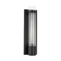 Industrial Black Reeded Glass Linear Tube Wall Light