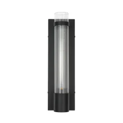 Industrial Black Reeded Glass Linear Tube Wall Light