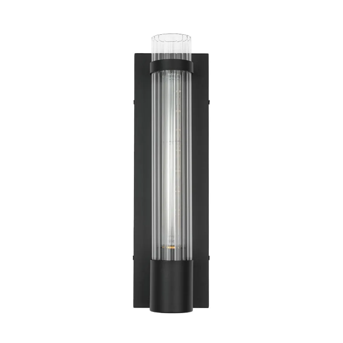Industrial Black Reeded Glass Linear Tube Wall Light