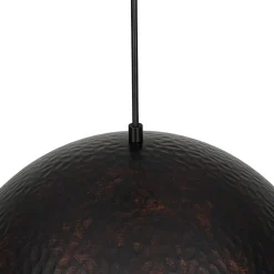 Industrial Dark Rusty Hammered Metal Dome Pendant