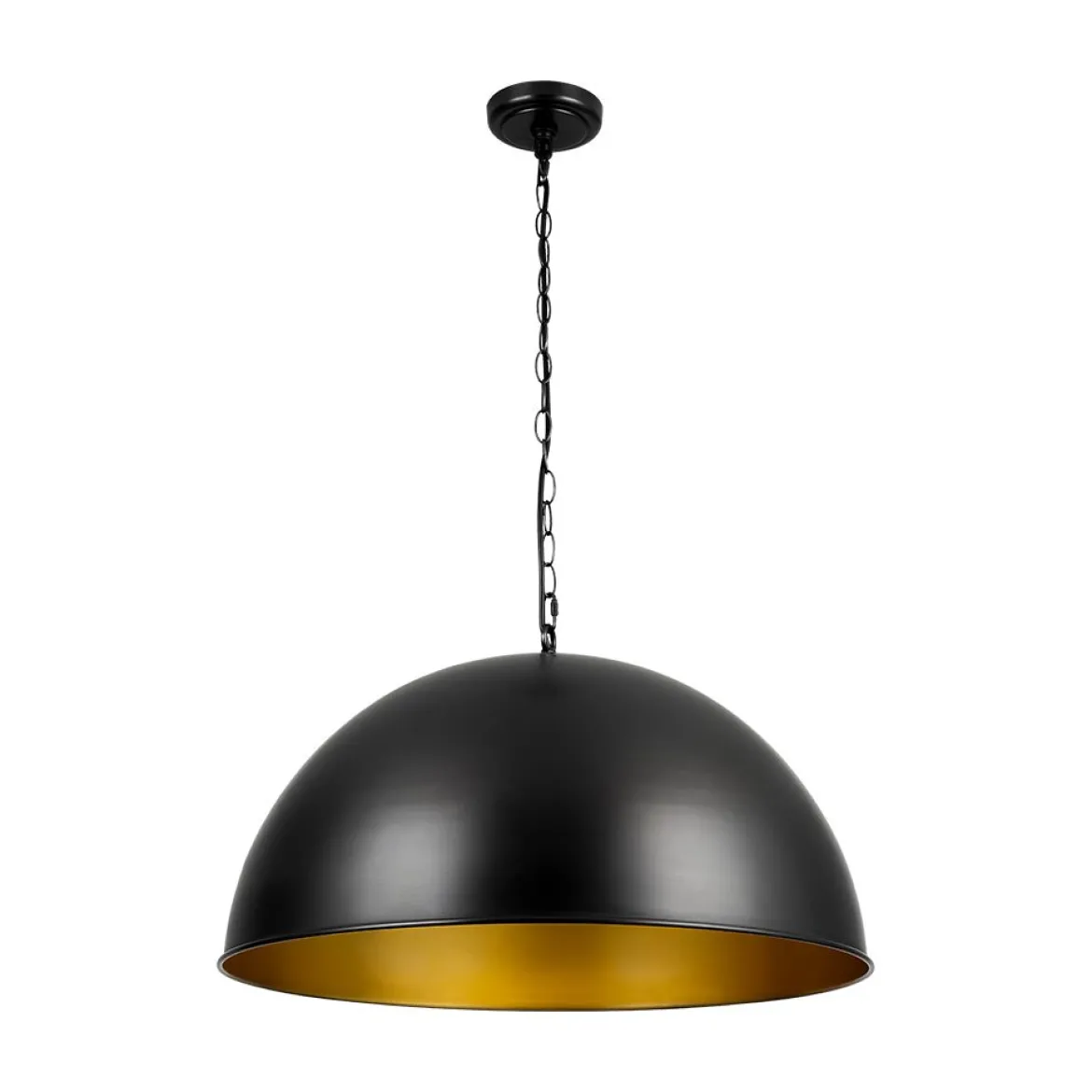 Industrial Farmhouse Black Iron Oversized Dome Pendant Light