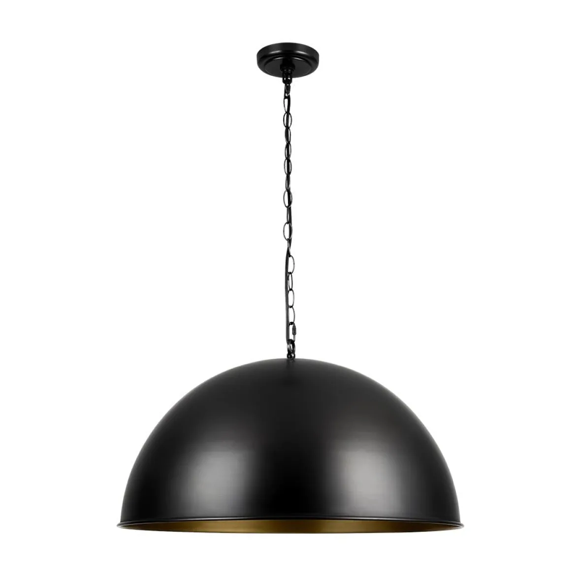 Industrial Farmhouse Black Iron Oversized Dome Pendant Light