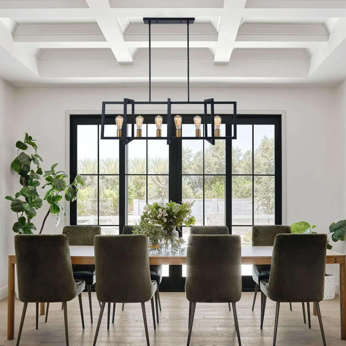 Industrial Farmhouse Rectangular Kitchen Island Pendant