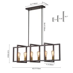 Industrial Farmhouse Rectangular Kitchen Island Pendant