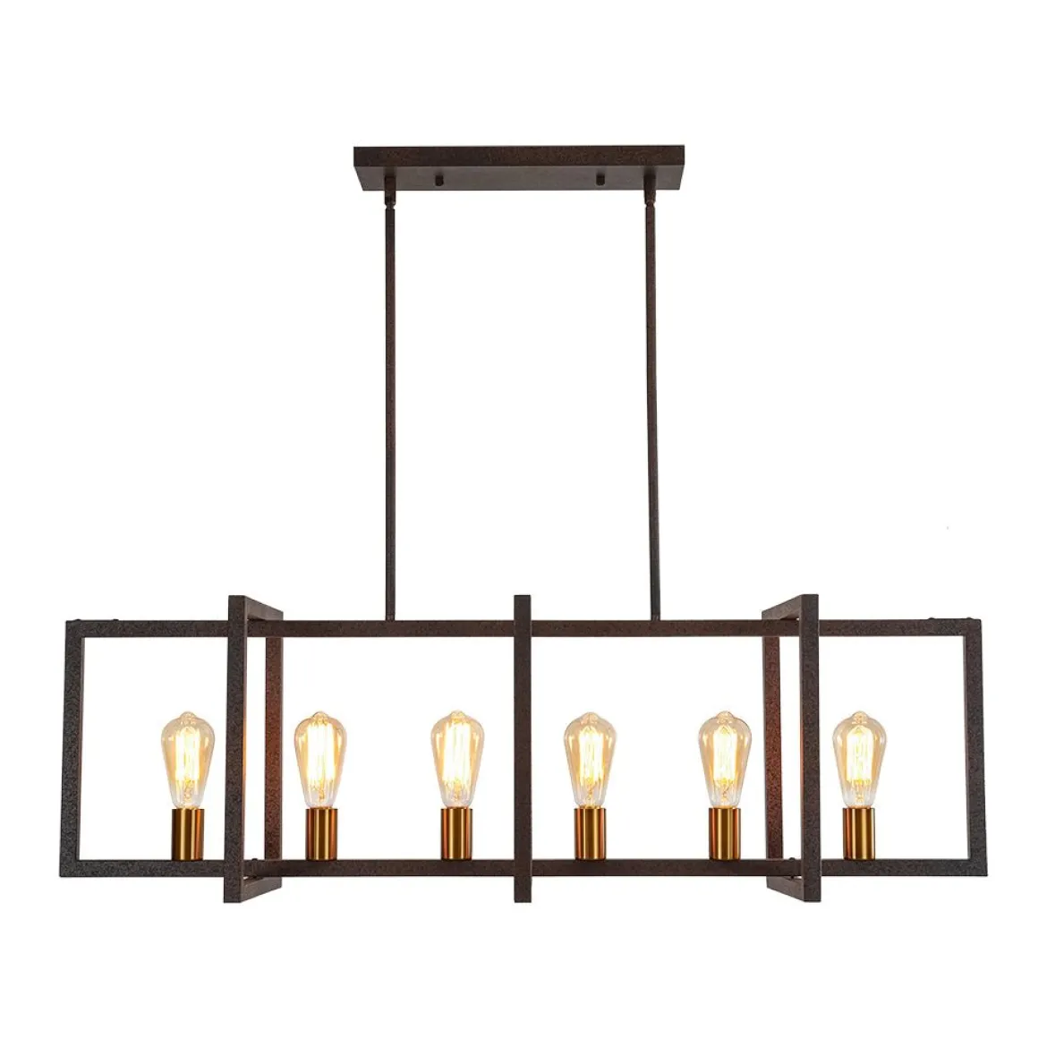 Industrial Farmhouse Rectangular Kitchen Island Pendant