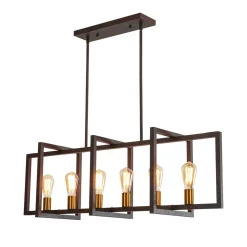 Industrial Farmhouse Rectangular Kitchen Island Pendant