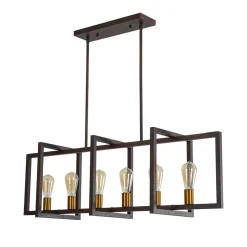 Industrial Farmhouse Rectangular Kitchen Island Pendant