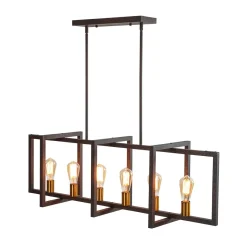 Industrial Farmhouse Rectangular Kitchen Island Pendant
