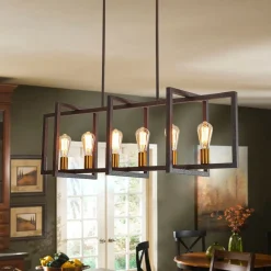 Industrial Farmhouse Rectangular Kitchen Island Pendant