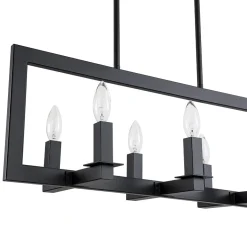 Industrial 6-Light Candle Style Black Rectangular Island Chandelier