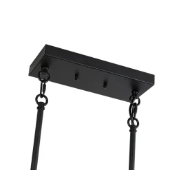 Industrial 6-Light Candle Style Black Rectangular Island Chandelier