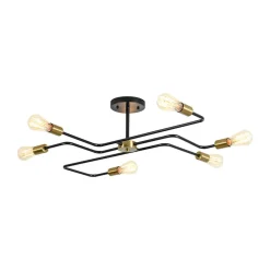 Industrial 6-Light Pipeline Sputnik Semi Flush Mount