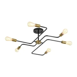 Industrial 6-Light Pipeline Sputnik Semi Flush Mount