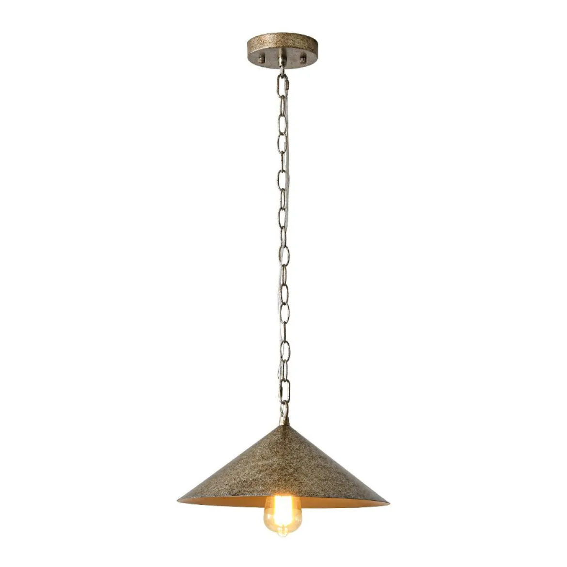 Industrial 1-Light Rusty Silver Iron Cone Kitchen Pendant