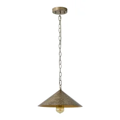 Industrial 1-Light Rusty Silver Iron Cone Kitchen Pendant