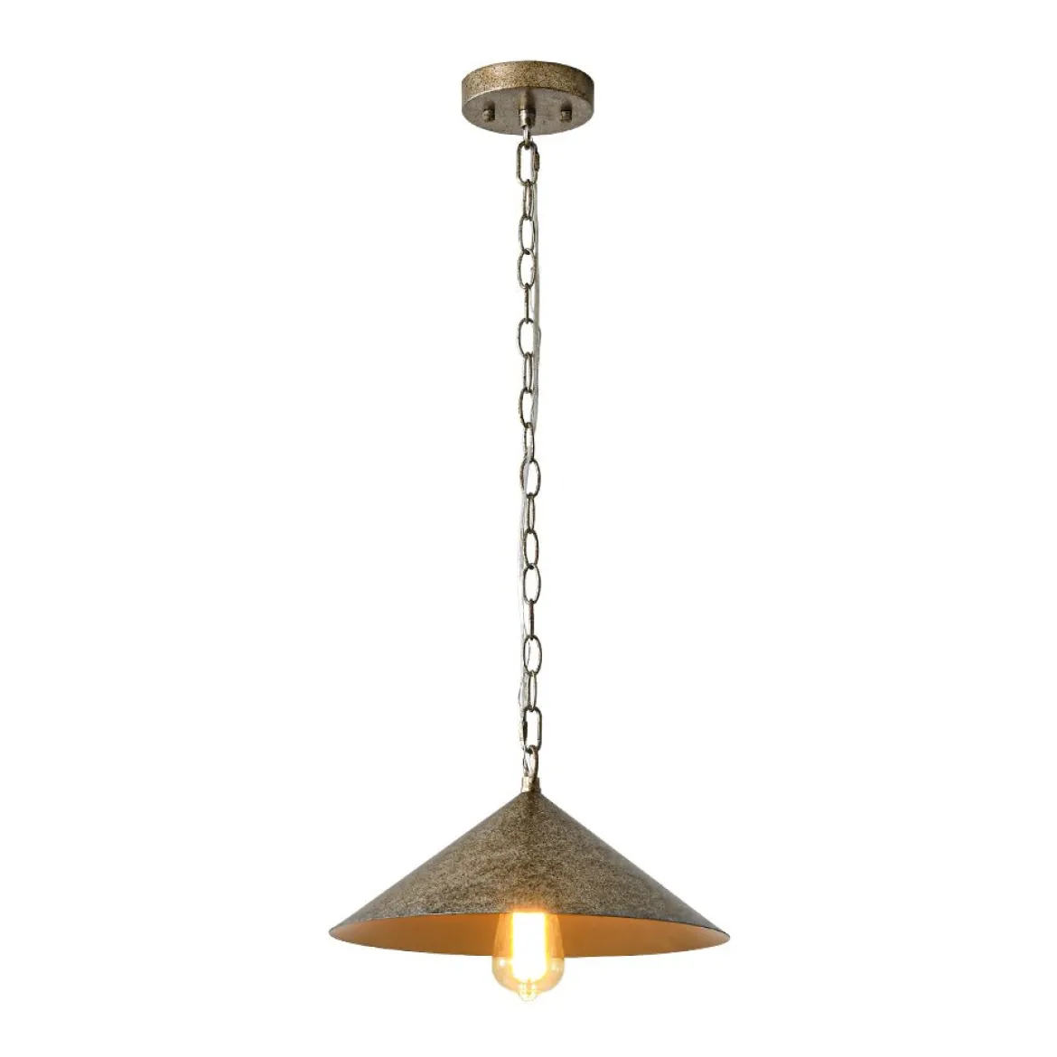 Industrial 1-Light Rusty Silver Iron Cone Kitchen Pendant