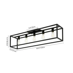 Industrial Minimalist Rectangle Cage Semi Flush Mount