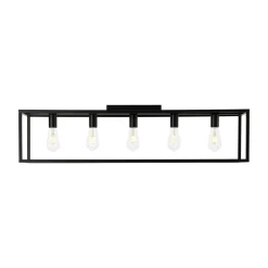 Industrial Minimalist Rectangle Cage Semi Flush Mount