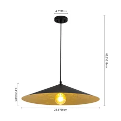 Industrial Oversized Iron Flat Cone Kitchen Pendant Light