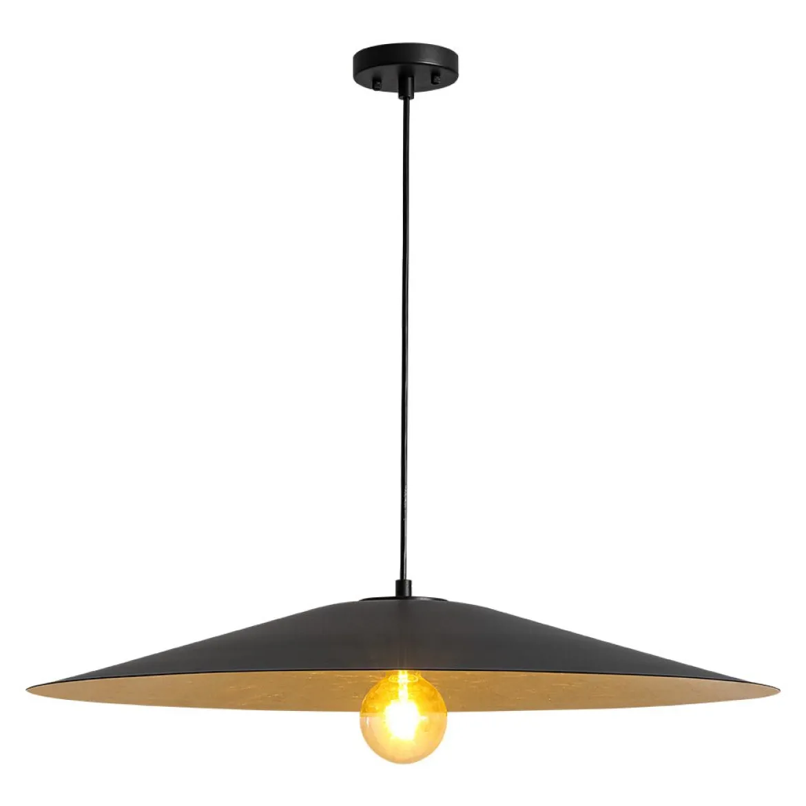 Industrial Oversized Iron Flat Cone Kitchen Pendant Light