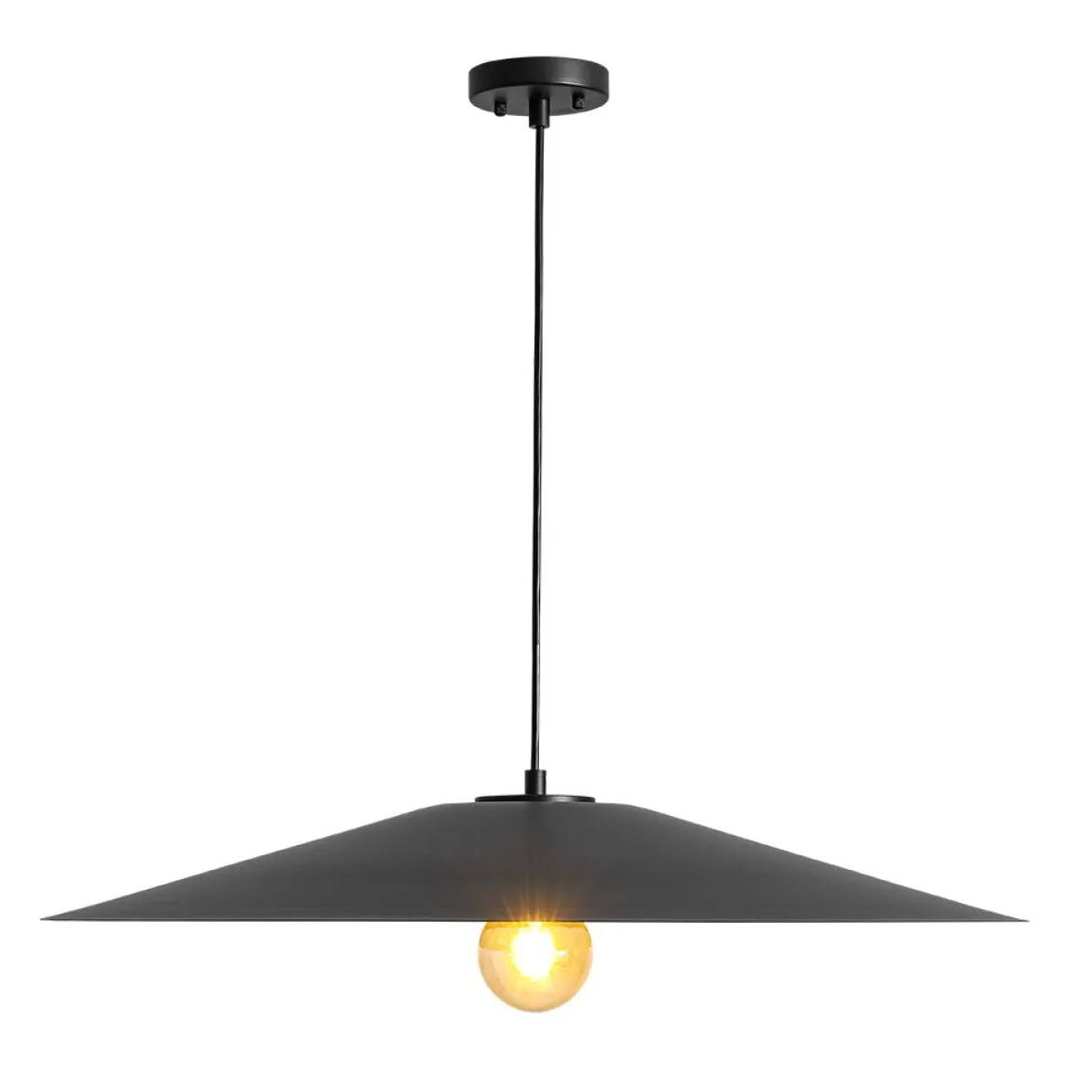 Industrial Oversized Iron Flat Cone Kitchen Pendant Light
