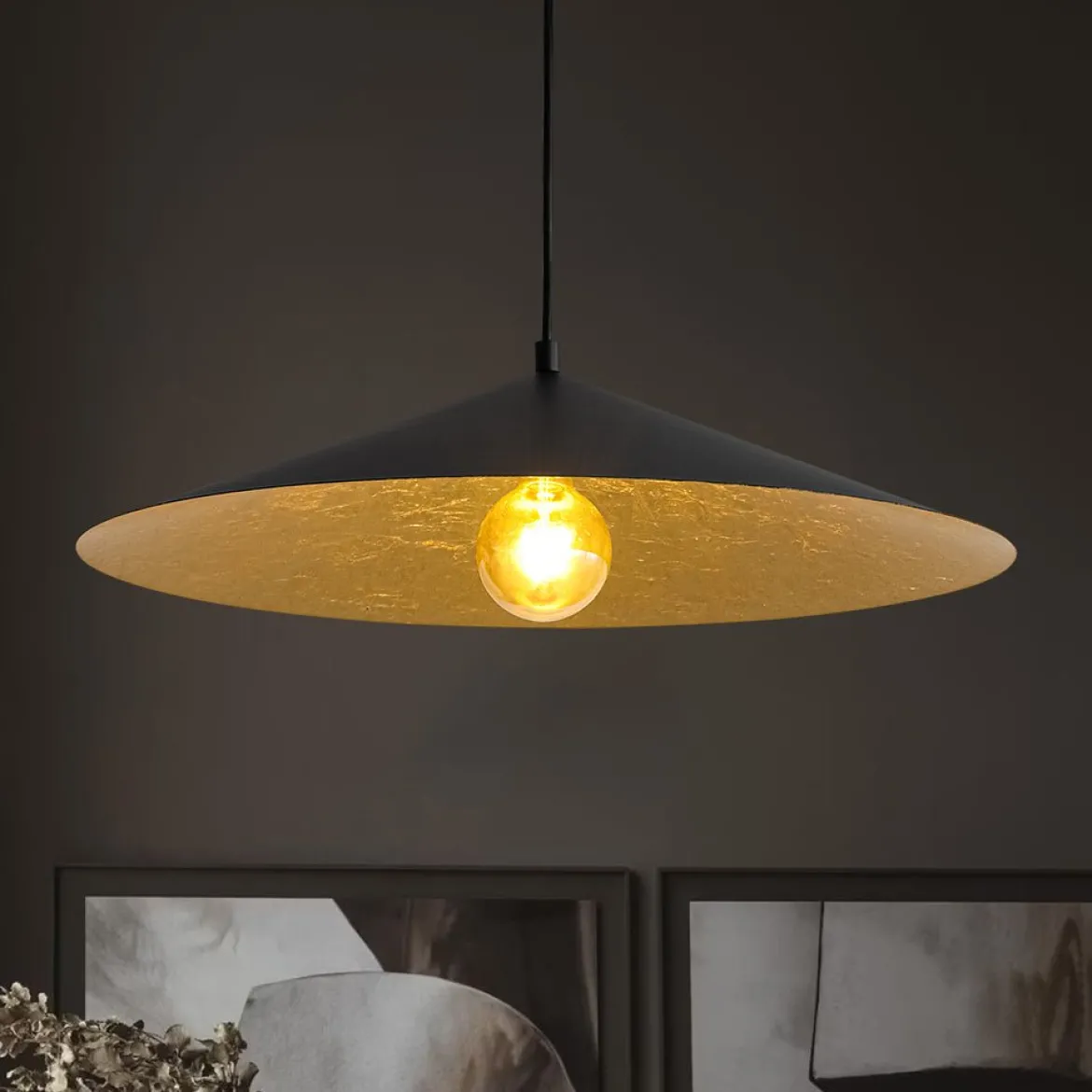 Industrial Oversized Iron Flat Cone Kitchen Pendant Light