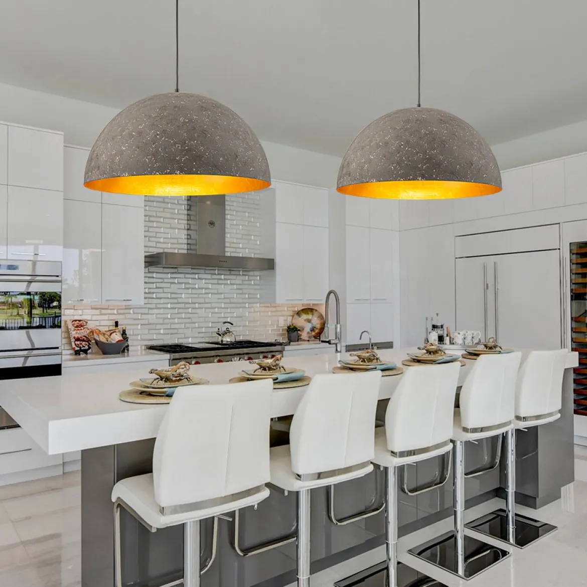Industrial Oversized Large Metal Dome Pendant Light